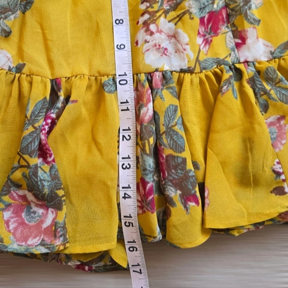 Forever 21 Yellow Floral Off The Shoulder Crop Ruffle Sleeve 2 Piece Skirt Set - Picture 3 of 9